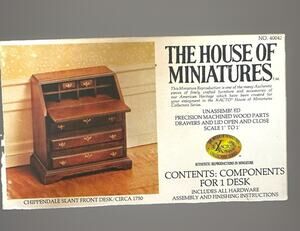Vintage The House‎ of Miniatures Dollhouse Chippendale Slant FrontDesk Kit#40042